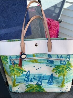 🌴⛵️Coach Resort Beach Scene Large Tote Bag⛵️🌴